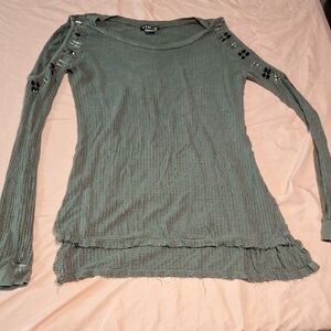 Vince Textured Olive Long Sleeve Top